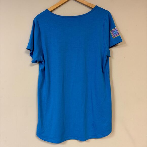 LuLaRoe Classic T Shirt Women Large Blue Relax Flowy Loose Oversize Short Sleeve - Picture 2 of 6